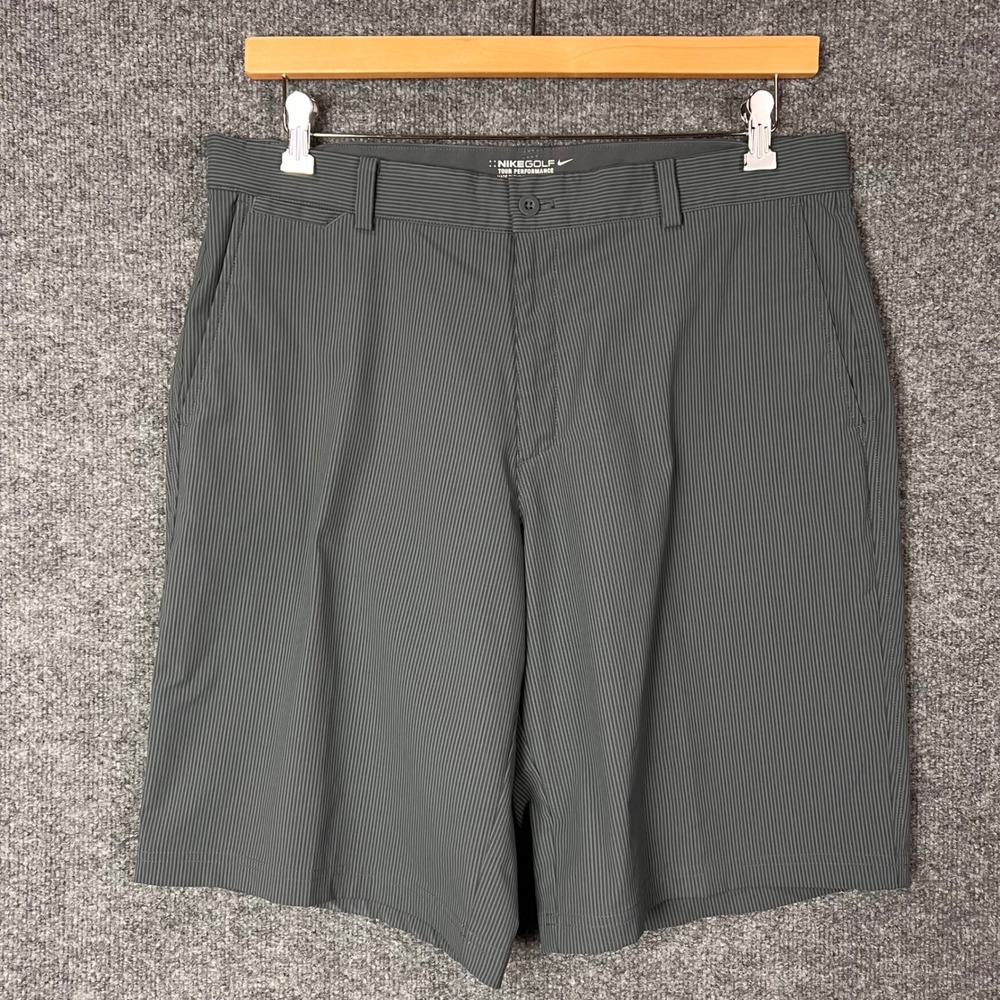 Nike Golf Shorts Mens 36 Gray Dri-Fit Tour Performance Striped Pockets